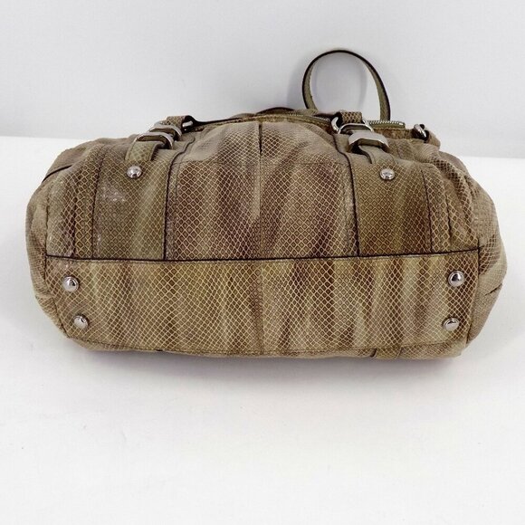 B. Makowsky Snake Embossed Leather Shoulder Handbag Brown Multi Leather - Picture 4 of 12